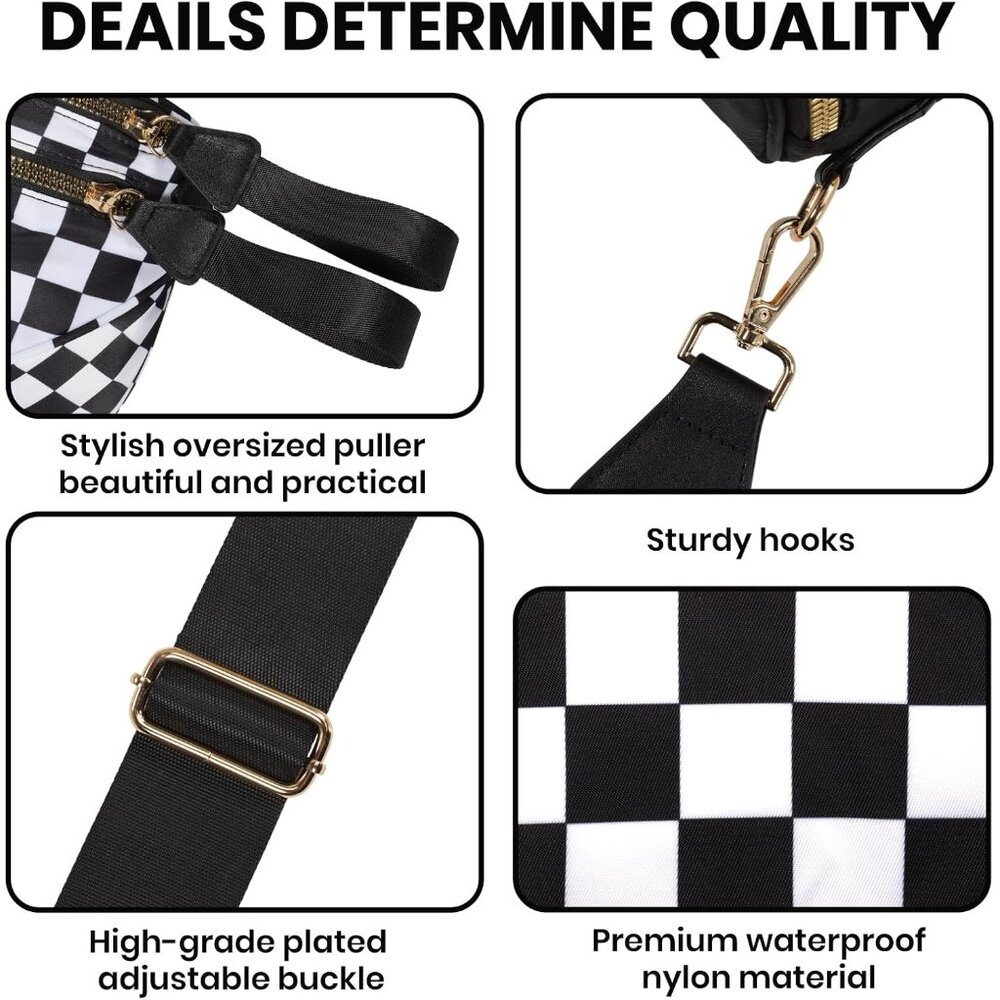 Versatile Checkered Sling Bag - Adjustable, Water… - image 6